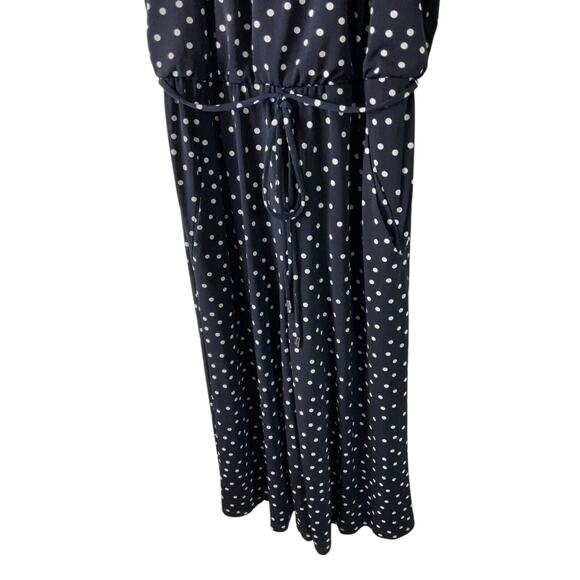 NWT London Times Women's 4 Navy White Polka Dot Jumpsuit Spaghetti Summer Party - Picture 15 of 15